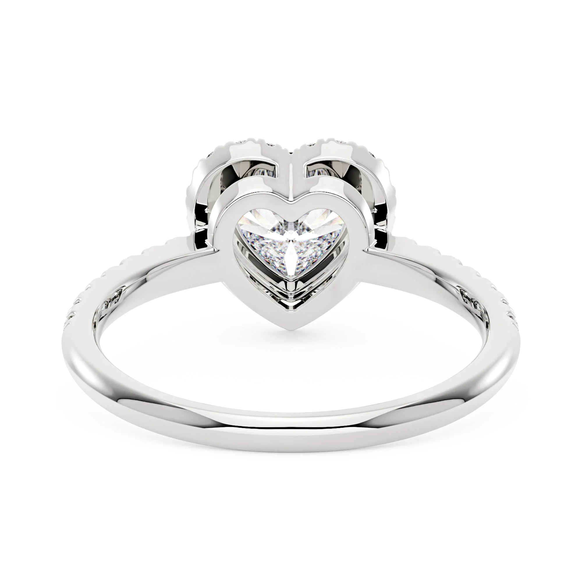 Heart Moissanite Halo Ring with Pavé Band - Image 3