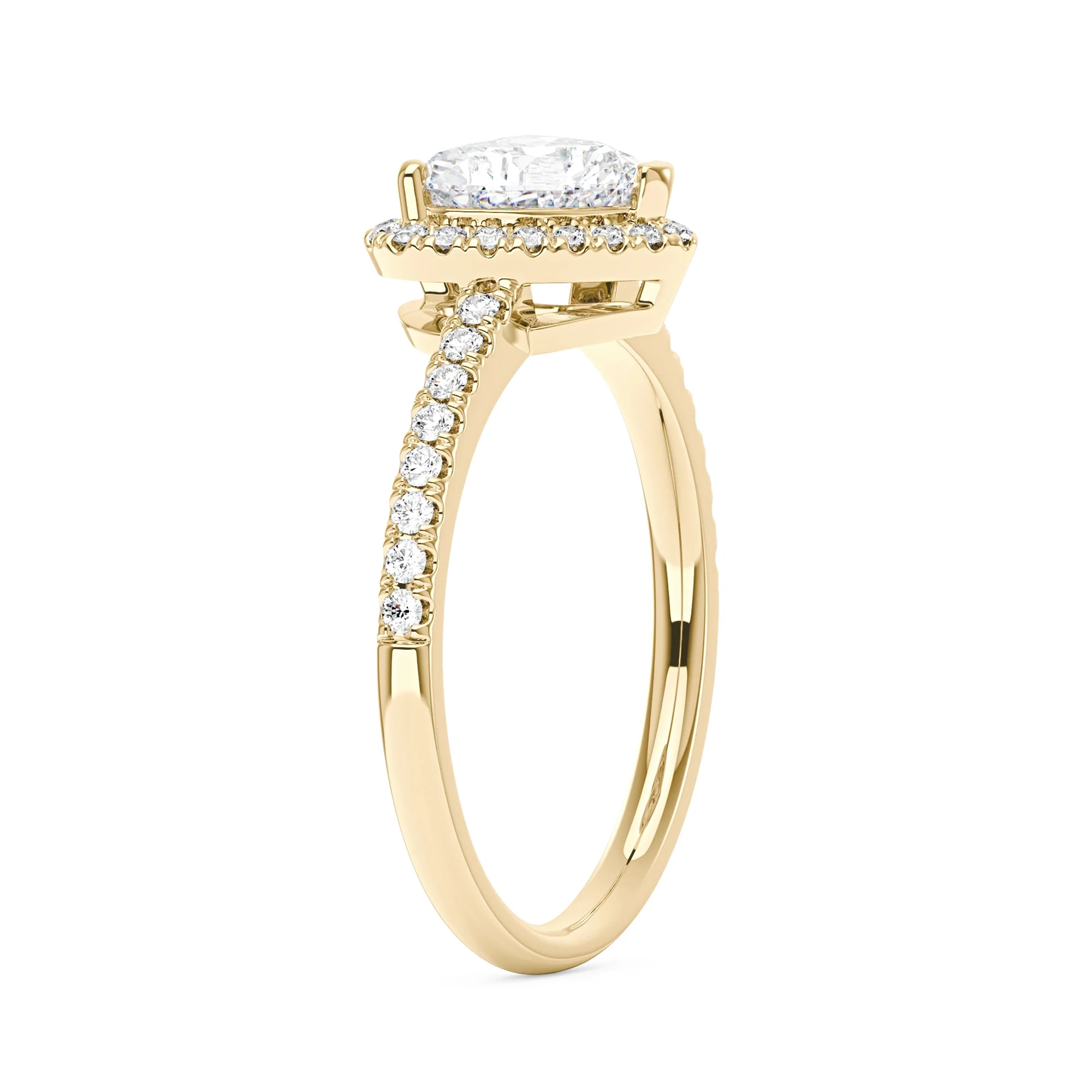 Heart Moissanite Halo Ring with Pavé Band - Image 5