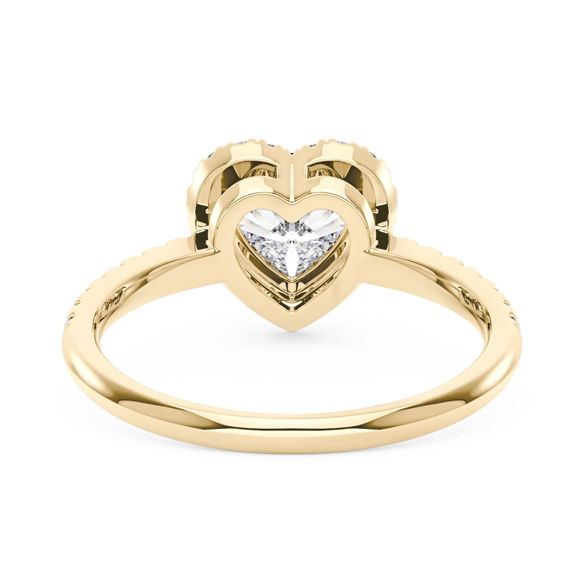 Heart Moissanite Halo Ring with Pavé Band - Image 6