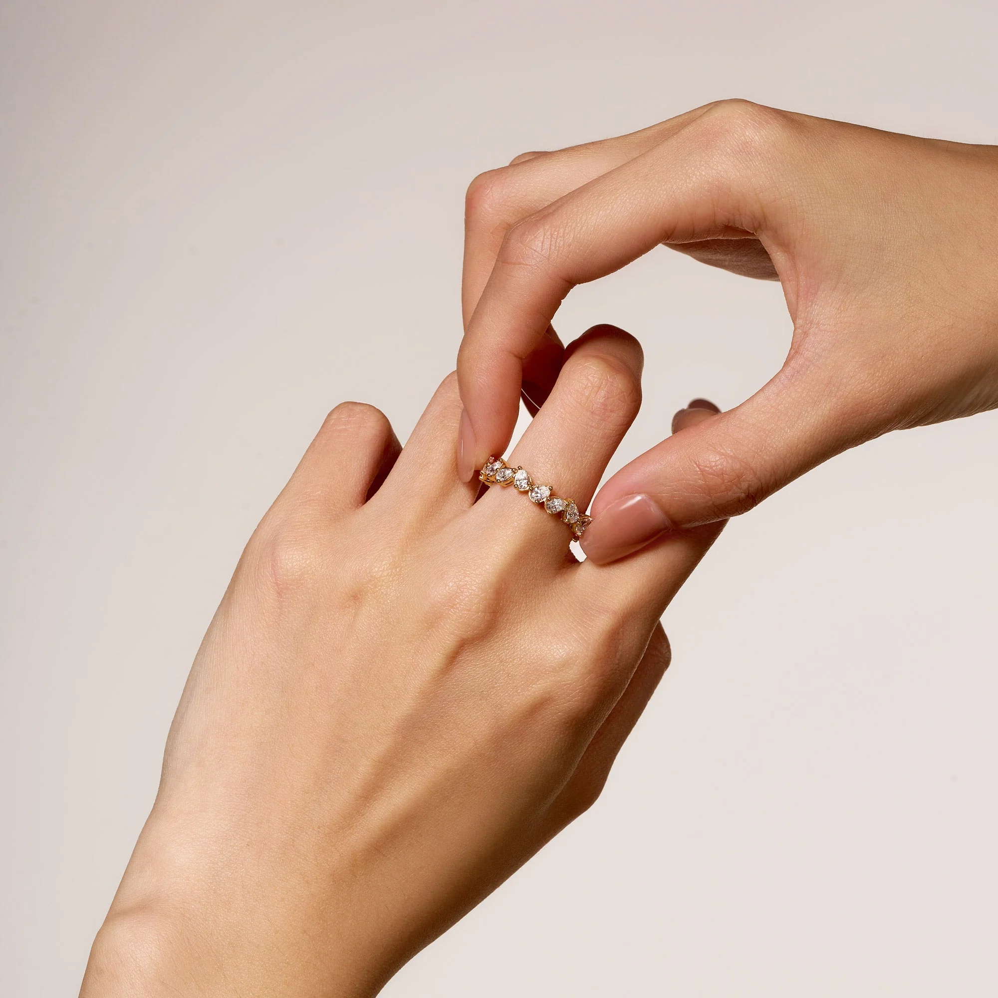 Irregular Pear Moissanite Bezel Eternity Band - Image 9