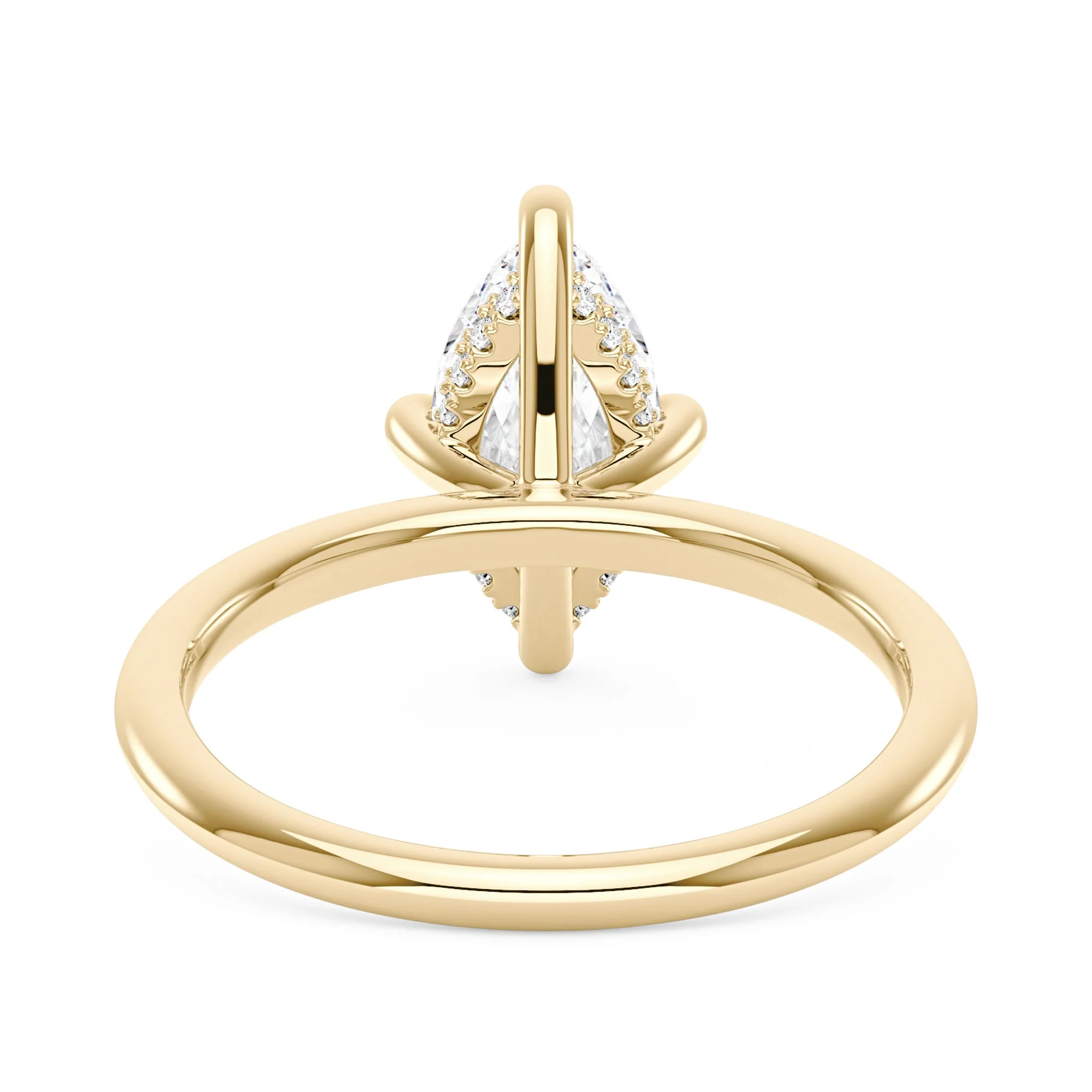 Marquise Shaped Moissanite Solitaire Ring with Hidden Halo - Image 3