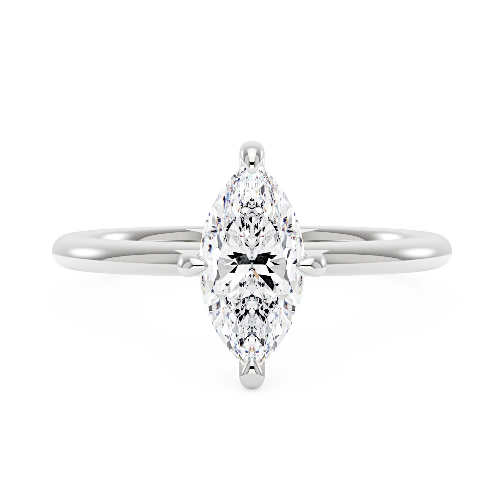 Marquise Shaped Moissanite Solitaire Ring with Hidden Halo - Image 4