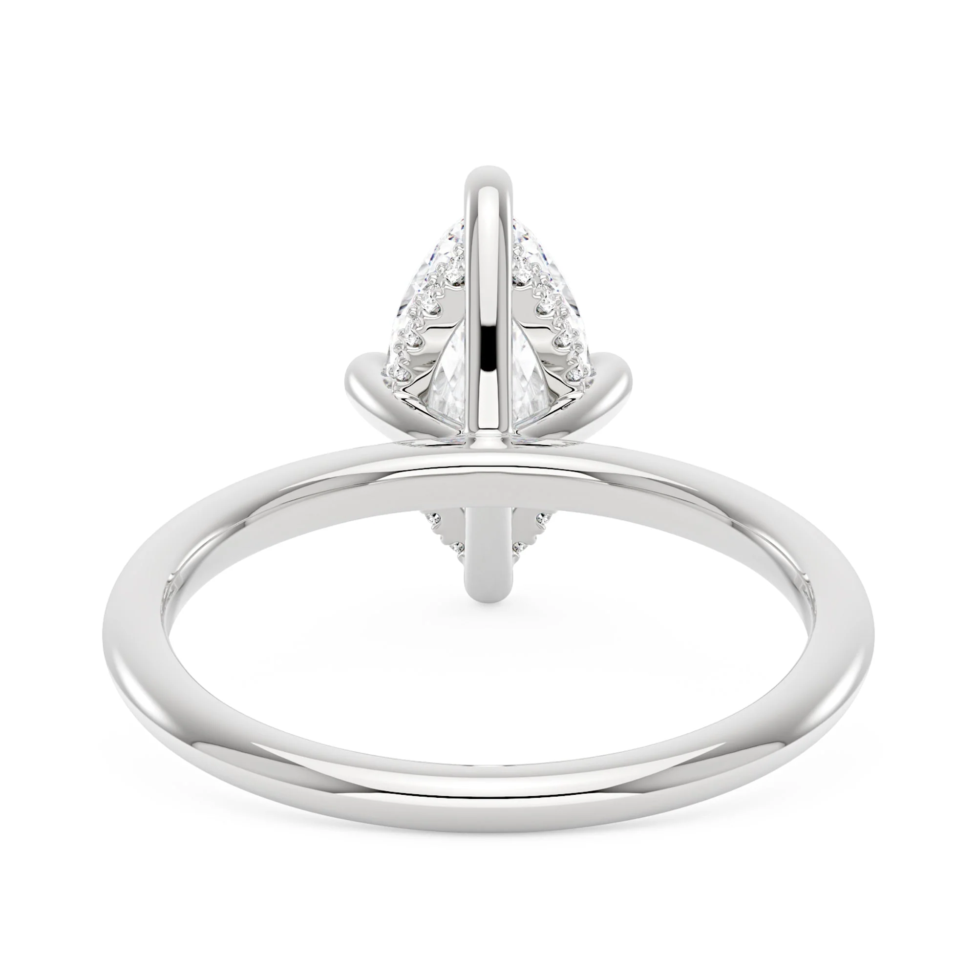 Marquise Shaped Moissanite Solitaire Ring with Hidden Halo - Image 6