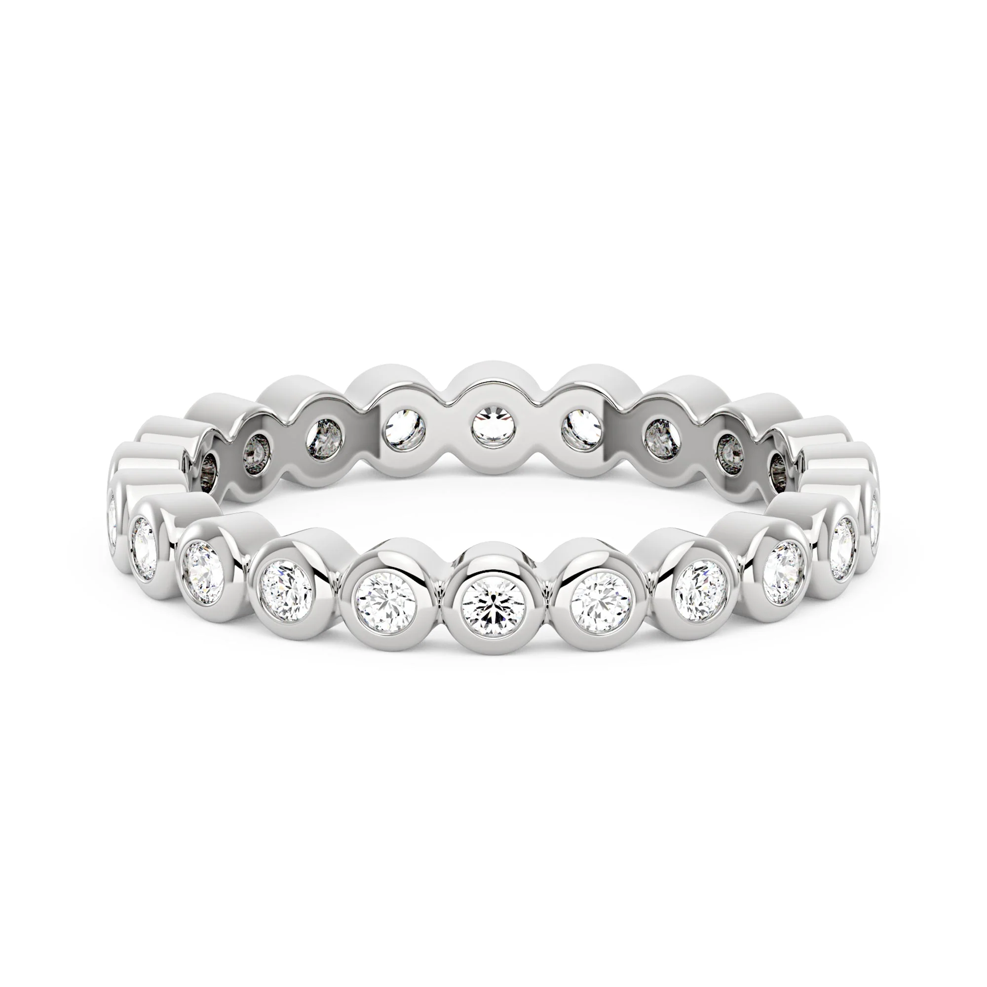 Round Moissanite Bezel Eternity Band - Image 5