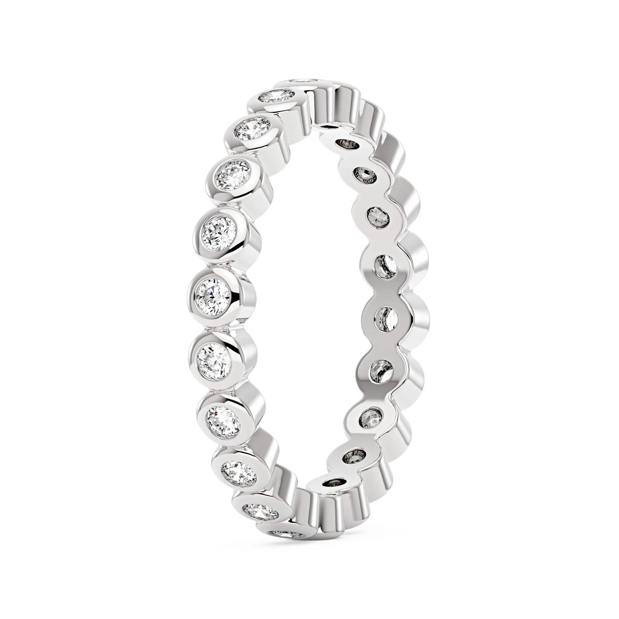 Round Moissanite Bezel Eternity Band - Image 6