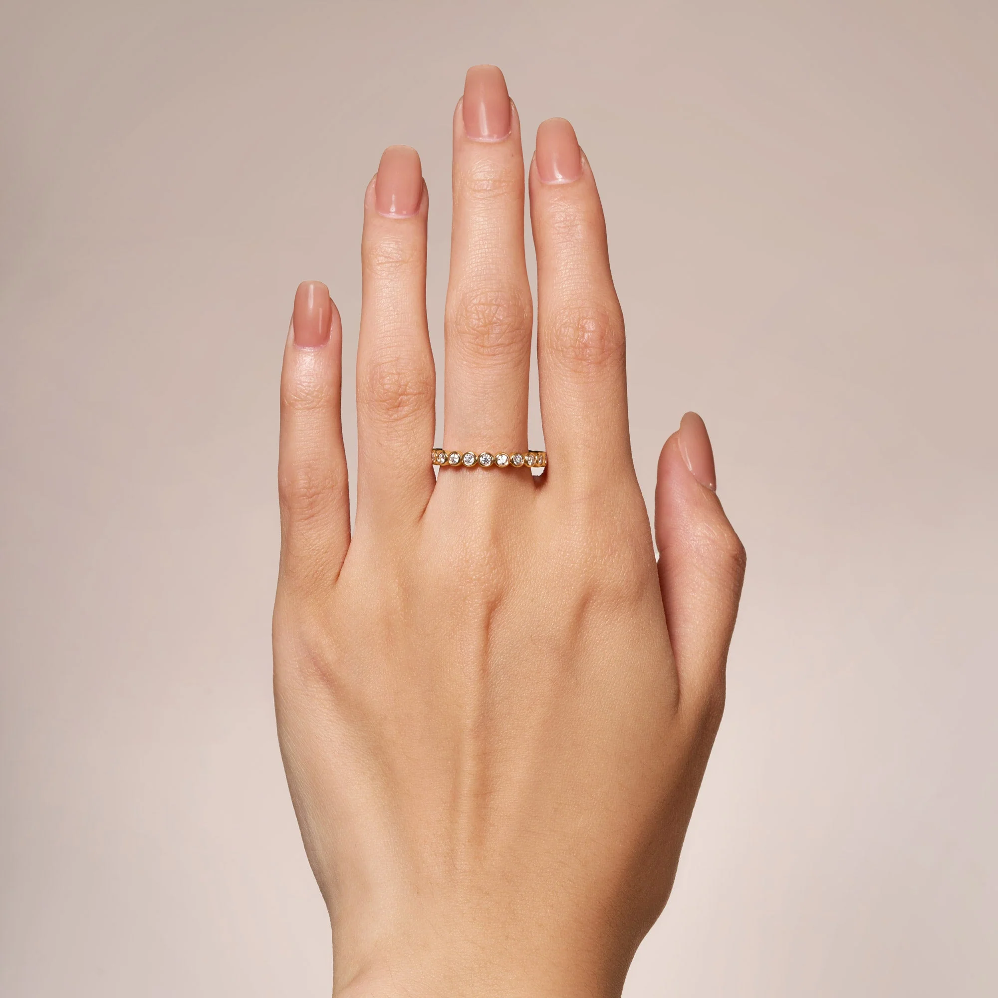 Round Moissanite Bezel Eternity Band - Image 7