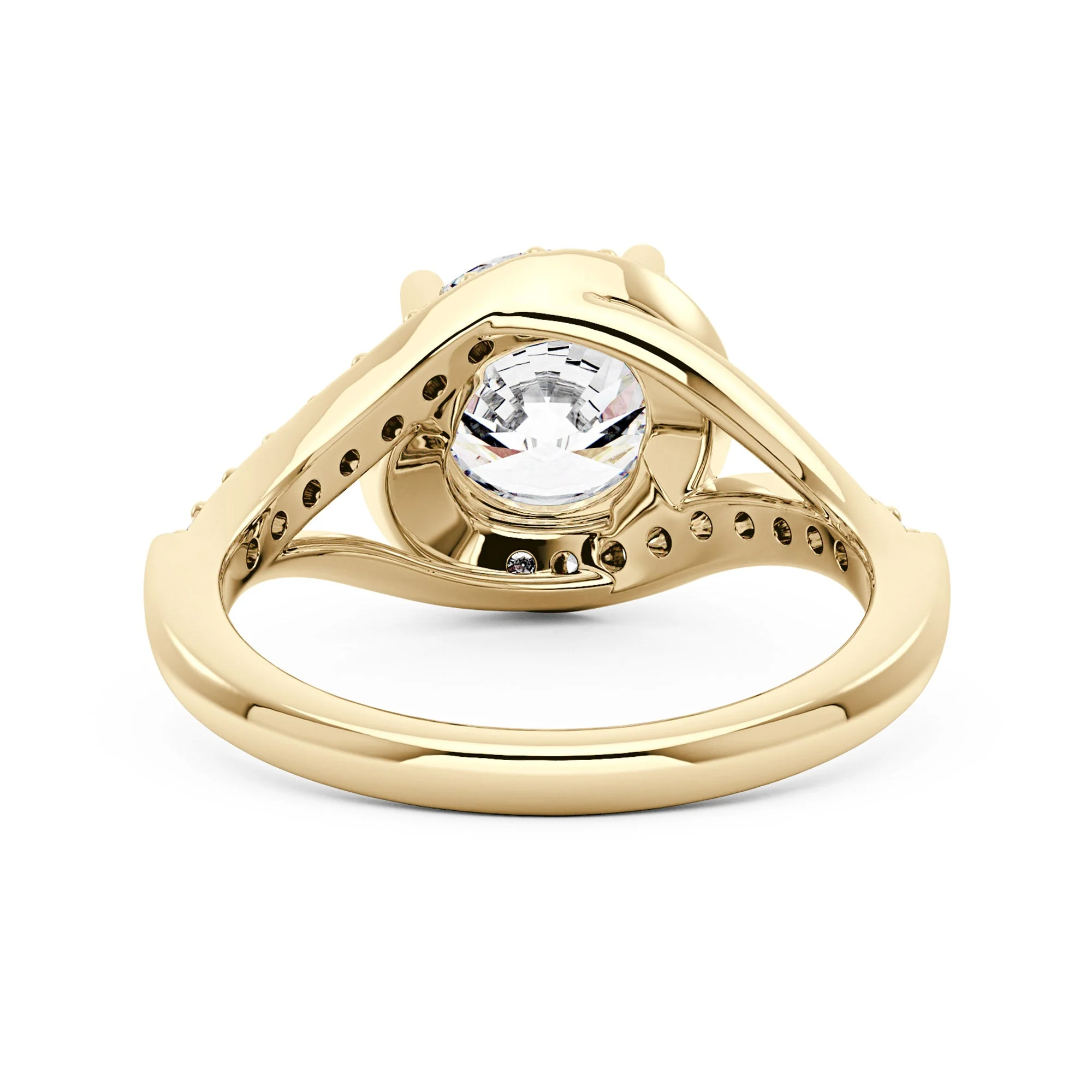 Starlight Halo Moissanite Ring with Twist Pavé Band - Image 6